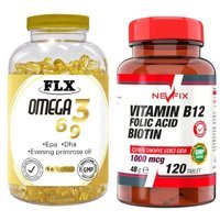 Flx Omega 3-6-9 Ve Vitamin B12 Aromasız Yetişkin Vitamin 90 Softgel - 120 Tablet