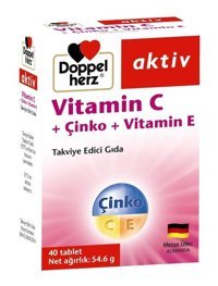Doppelherz Aktiv Vitamin C Çinko Vitamin E Aromasız Yetişkin Vitamin 40 Tablet
