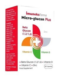 Imuneks Micro-Glucan Plus Aromasız Yetişkin Vitamin 30 Kapsül