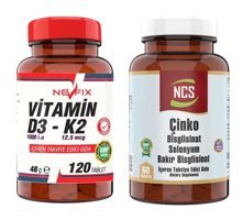 Ncs Vitamin D3-K2 + Çinko Selenyum Bakır Aromasız Yetişkin Vitamin 60 Tablet - 120 Tablet