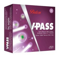 Balen V-Pass Kara Mürver Beta Glukan Çinko Ve C Vitamini Karamürverli Yetişkin Vitamin 30 Tablet