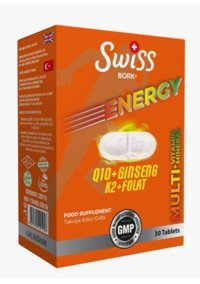 Swiss Energy Q10 Ginseng K2 Folat Aromasız Yetişkin Vitamin 30 Kapsül
