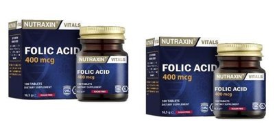 Nutraxin Folic Acid Aromasız Yetişkin Vitamin 2x100 Tablet