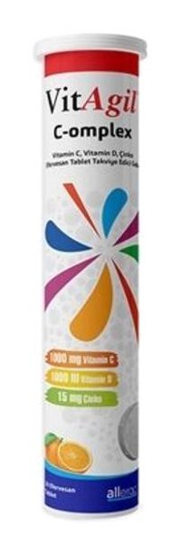 Allergo C-Omplex Vitamin C Vitamin D Aromasız Yetişkin Vitamin 20 Tablet