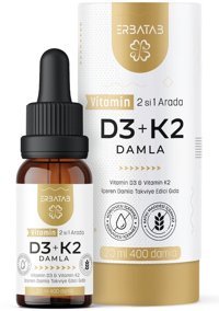 Erbatab D3 K2 Aromasız Yetişkin Vitamin 20 ml