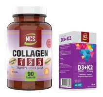 Ncs Kollajen Tip 1 2 3 Vitamin C - Vitamin D3 K2 Aromasız Yetişkin Vitamin 90 Tablet - 20 ml