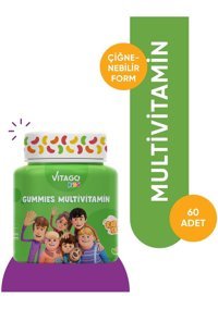 Vitago Kids Gummies Multivitamin Multimineral Doğal Meyve Yetişkin Vitamin 60 Kapsül