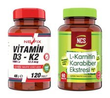 Ncs Vitamin D3-K2 + L-Karnitin Aromasız Yetişkin Vitamin 60 Tablet - 120 Tablet