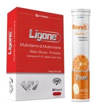 Ligone Beta Glucan Newvit Vitamin C Aromasız Yetişkin Vitamin 20 Tablet - 30 Kapsül