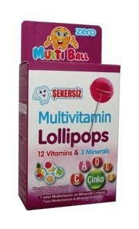 Multiball Zero Vitamin Lolipop Aromasız Yetişkin Vitamin 7 Adet