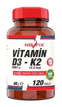 Nevfix Vitamin D3 K2 Ahududu Yetişkin Vitamin 120 Tablet