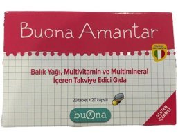 Buona Amantar Balık Yağı + Multi Vitamin Aromasız Yetişkin Vitamin 20 Tablet - 20 Kapsül