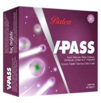 Balen V-Pass Kara Mürver Beta Glukan Çinko Ve C Vitamini Karamürverli Yetişkin Vitamin 30 Adet