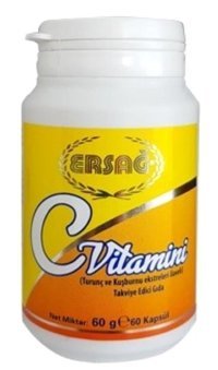Ersağ Turunç Ve Kuşburnu Ekstreli Vitamin C Bitki Ekstralar Yetişkin Vitamin 60 Kapsül