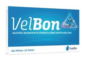 Velbon Kalsiyum Magnezyum Vitamin D3 Aromasız Yetişkin Vitamin 30 Tablet