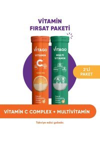 Vitago Vitamin C Vitamin D Çinko + Multivitamin Ginseng Portakallı Yetişkin Vitamin 20 Tablet