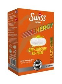 Swiss Energy Q10 Ginseng K2 Folat Aromasız Yetişkin Vitamin 30 Tablet
