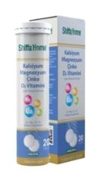 Shiffa Home Kalsiyum Magnezyum Çinko D3 Vitamini Aromasız Yetişkin Vitamin 20 Tablet