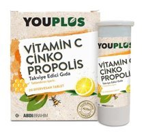 You Plus Vitamin C Çinko Propolis Efervesan Limonlu Yetişkin Vitamin 20 Tablet