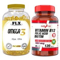 Flx Omega 3 Balık Yağı Ve Vitamin B12 Aromasız Yetişkin Vitamin 90 Softgel - 120 Tablet