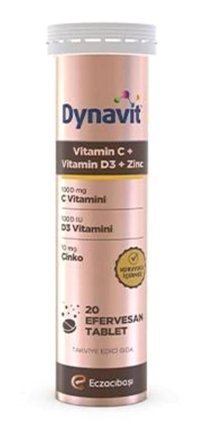 Dynavit Vitamin C + Vitamin D3 + Çinko Zinc Aromasız Yetişkin Vitamin 20 Tablet