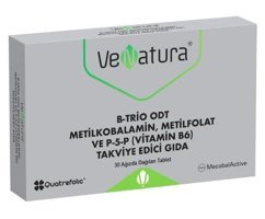 Venatura B-Trio Odt Metilkobalamin Metilfolat P-5-P Vitamin Aromasız Yetişkin Vitamin 60 Kapsül