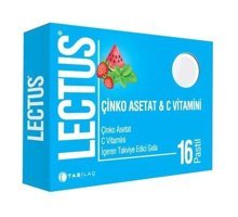 Lectus Çinko Asetat & C Vitamini Karpuz Çilek Ve Nane Aromalı Aromasız Yetişkin Vitamin 16 Pastil