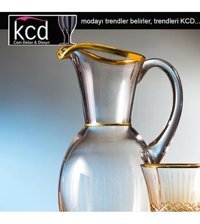 Kcd Antik Sarı Kesme Cam 1 lt Kapaklı Sürahi