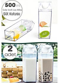 Tilbe Home Lüx Mika Akrilik 0.5 lt Kapaklı Sürahi Şeffaf 2 Adet