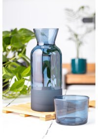 Gela Cam 700 ml Kapaklı Sürahi Mavi