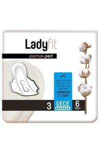 Lady Fit Pamuk Organik Antialerjik Orta Gece 6'lı Hijyenik Ped 1 Adet