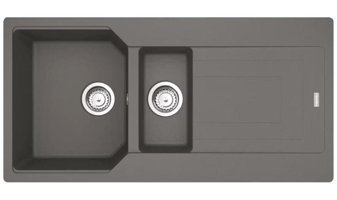 Franke Urban UBG 651-100 500 mm Damlalıklı Tezgah Üstü 1.5 Gözlü Dikdörtgen Sağ Granit Eviye Antrasit