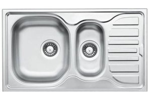 Ukinox Fusion 86 500 mm Damlalıklı Tezgah Üstü 1.5 Gözlü Dikdörtgen Sağ Paslanmaz Çelik Eviye Gri