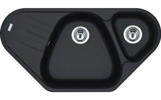 Franke Antea Azg 661-E 442 mm Damlalıklı Tezgah Üstü 1.5 Gözlü Orta Granit Eviye Siyah