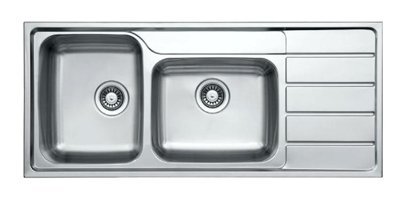 Ukinox Hypnos 116 500 mm Damlalıklı Tezgah Üstü Çift Gözlü Dikdörtgen Sağ Paslanmaz Çelik Eviye Gri