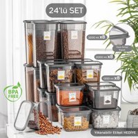 Meleni Home Daisy 24 Parça Dikdörtgen Plastik Saklama Kabı