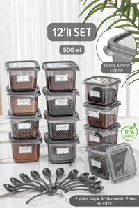 Meleni Home 12 Parça Kare Plastik Saklama Kabı