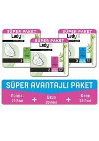 Lady Fit Bambu Organik Antialerjik İnce Uzun 62'li Hijyenik Ped 3 Adet