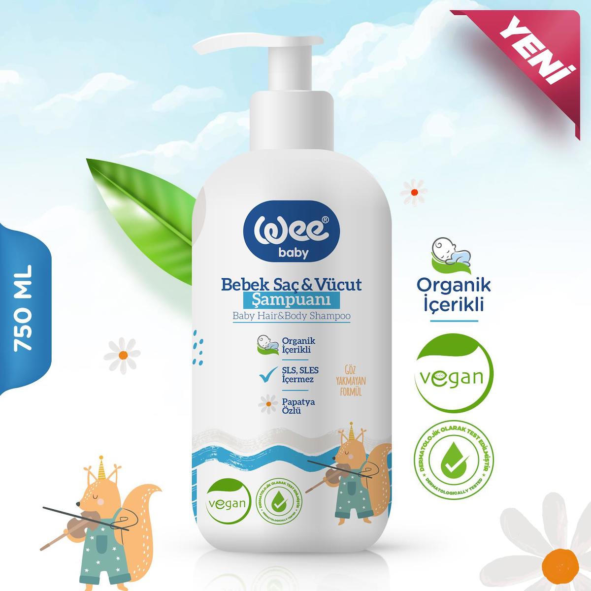 Wee Baby Göz Yakmayan Yenidoğan İçin Papatya Özlü Bebek Şampuanı 750 ml