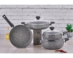 Taç Stone Tombik 7 Parça Granit Tencere Seti