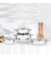 Nehir Silver 8 Parça Çelik Tencere ve Tava Seti