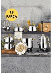 Kahramanlar 2002 18 Parça Çelik Tencere ve Tava Seti