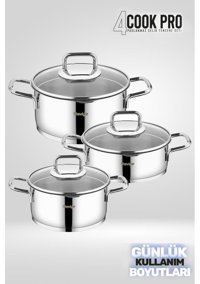 Stevig Cook Pro 6 Parça Paslanmaz Çelik Tencere Seti