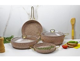 Evita Eco Gold 6 Parça Granit Tencere Seti