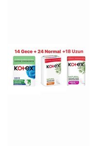 Kotex Organik Antialerjik Orta-İnce-Orta Gece-Normal-Uzun 56'lı Hijyenik Ped 3 Adet