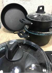 Amboss Kalsedon 7 Parça Granit Tencere Seti