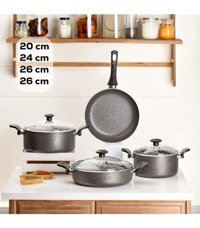 Porsima Galaksi 7 Parça Alüminyum - Döküm Tencere ve Tava Seti