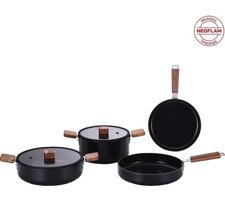 Neoflam Bien Black 6 Parça Alüminyum - Döküm Tencere ve Tava Seti