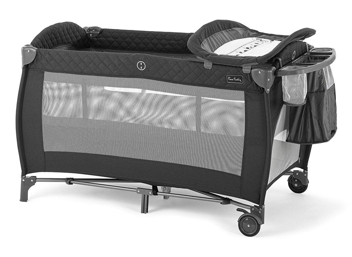 Pierre Cardin Gaia Alüminyum 15 kg Kapasiteli Taşınabilir Ara Katlı 80x70 cm Sallanan Park Yatak Siyah