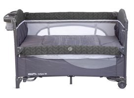Kraft Orginal Calipso Metal 15 kg Kapasiteli Ayarlanabilir Taşınabilir Ara Katlı 120x70 cm Sallanan Anne Yanı Park Yatak Gri
